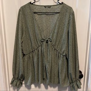 Shein plus size blouse green and black size 2XL